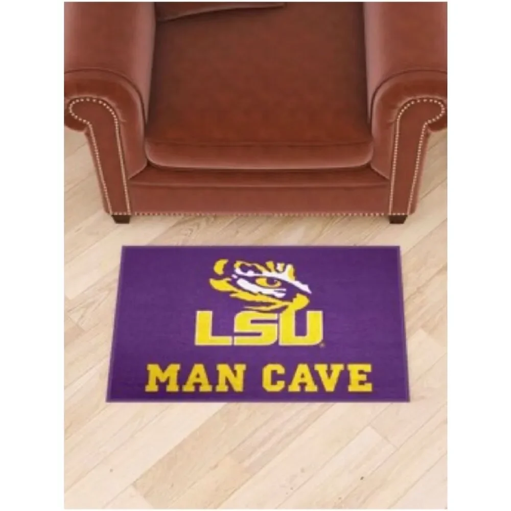LSU Man Cave Rug - Purple & Gold College Logo Great for Dorm & Fraternity House